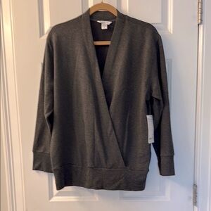 NWT Athleta Dark Gray Prana V-Neck Wrap Sweatshirt